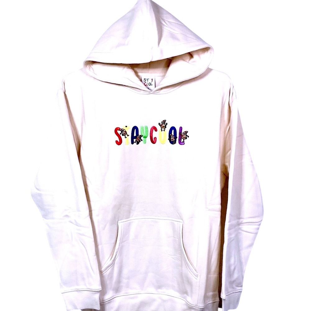 Stay Cool NYC Pizza Hoodie‎ In Cream Size Large New